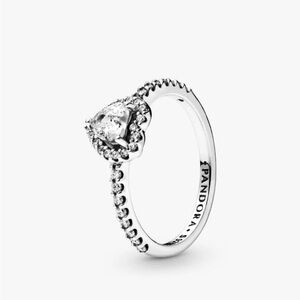 Pandora Silver Heart-Shaped Sparkle Ring